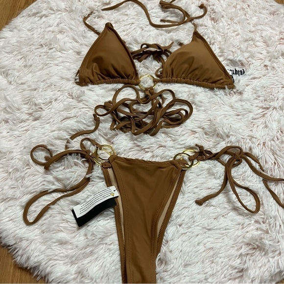 FORPLAY Saint Kitts Triangle Bikini Tie Set in Mocha Brown - Picture 2 of 13